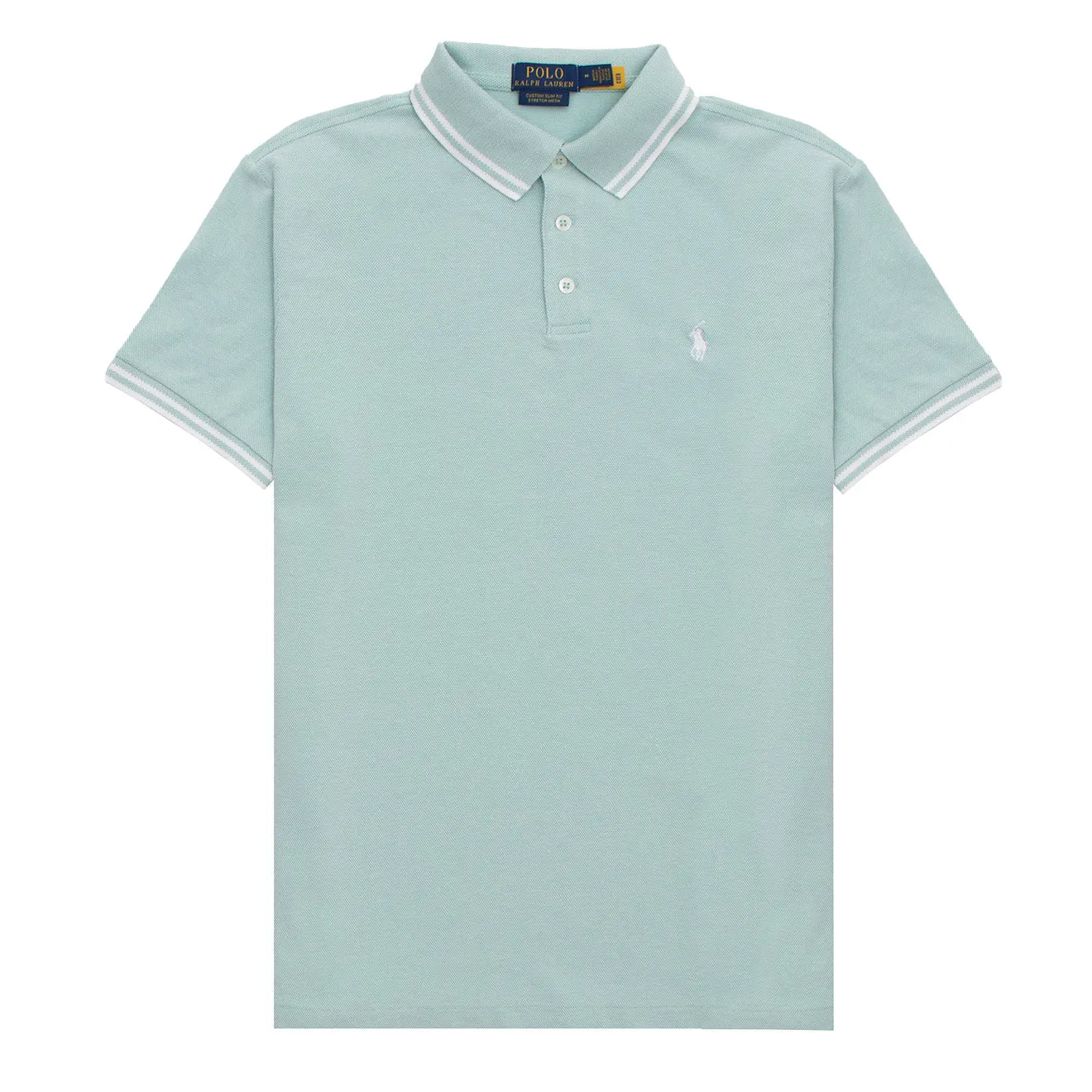 Polo Ralph Lauren Custom Slim Fit Contrast Polo Shirt Celadon / White