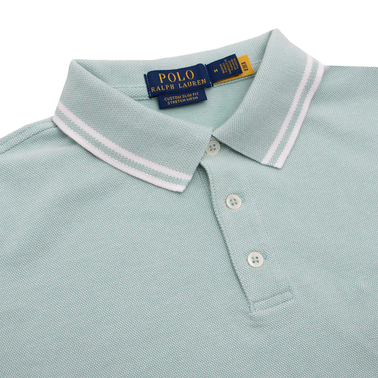 Polo Ralph Lauren Custom Slim Fit Contrast Polo Shirt Celadon / White