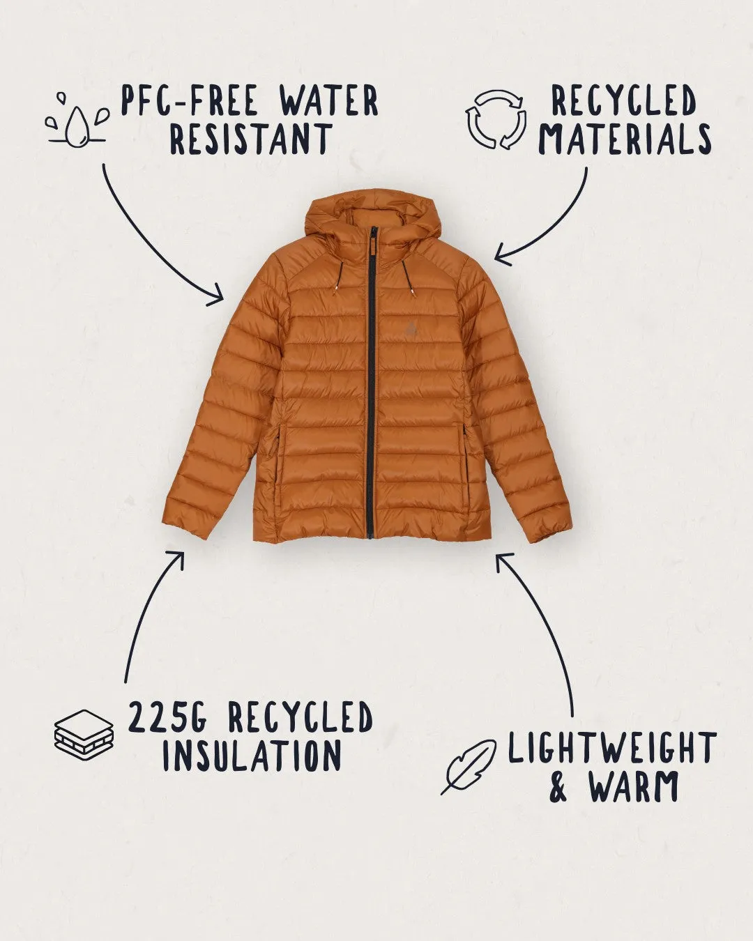 Pow Recycled Insulated Jacket - Glazed Ginger - Sustainable Outerwear