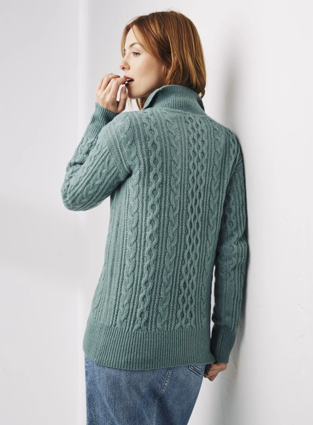 Purchase FATFACE Green Heather Half Neck Jumper Size 16 Online | Tu Clothing