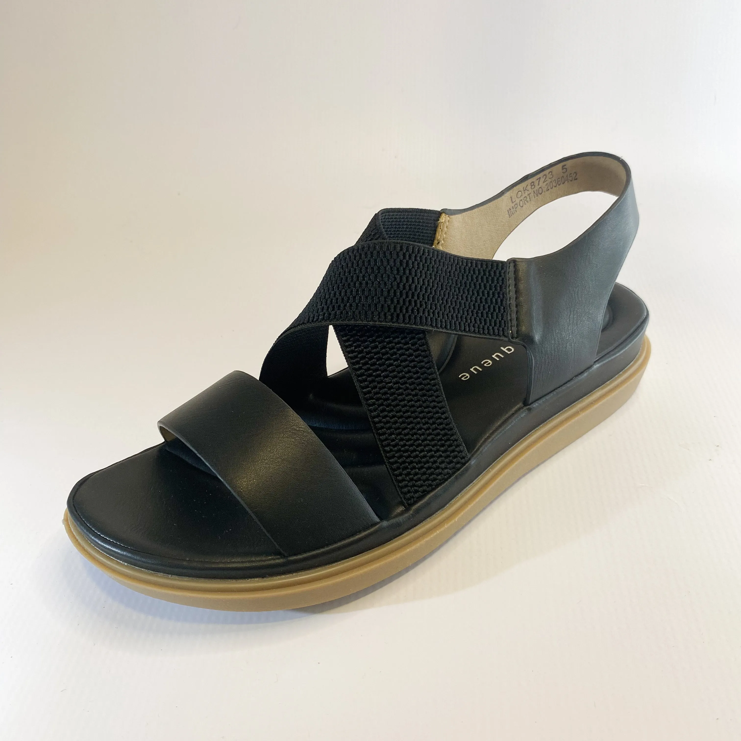 Black Platform Sandals with Elastic Straps