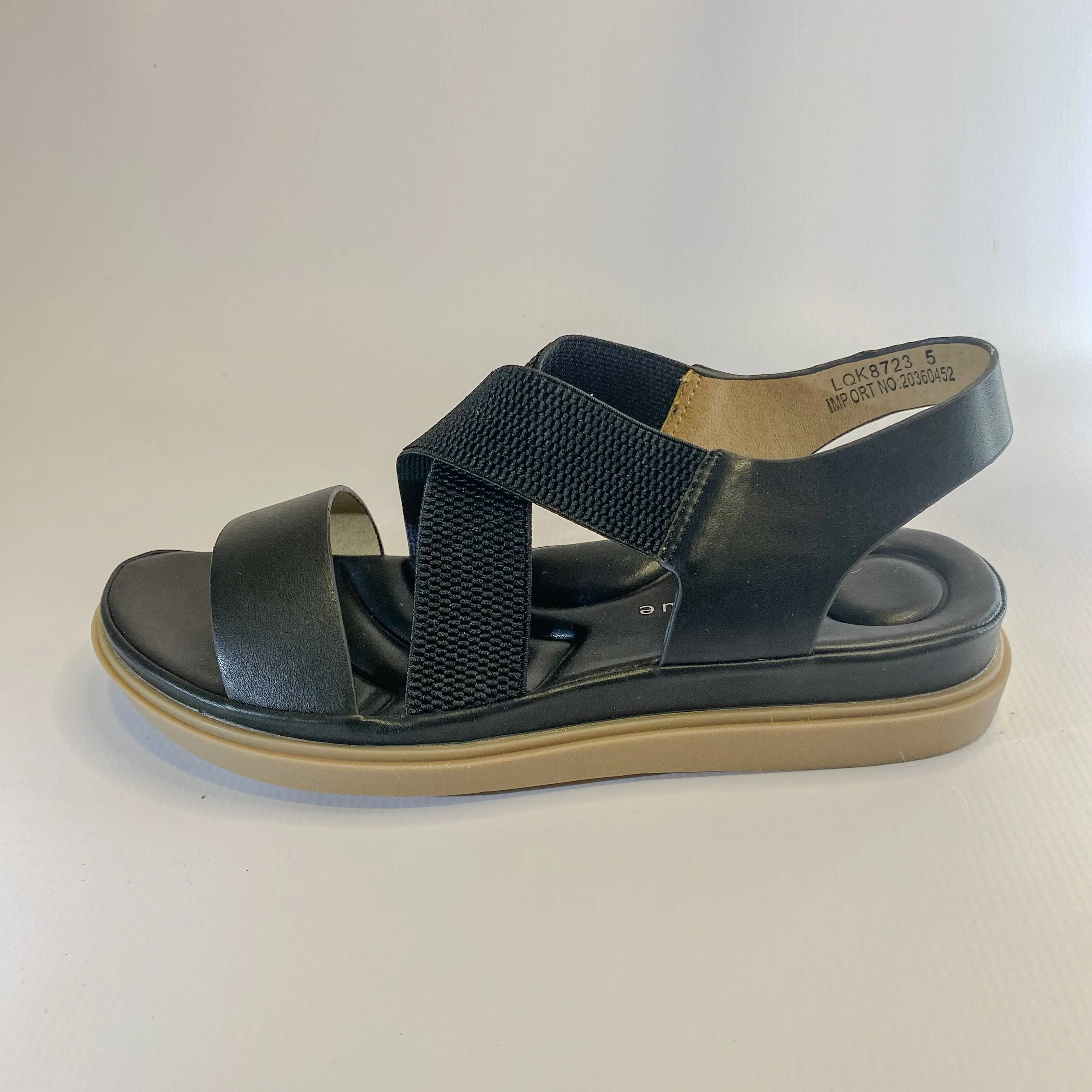 Black Platform Sandals with Elastic Straps