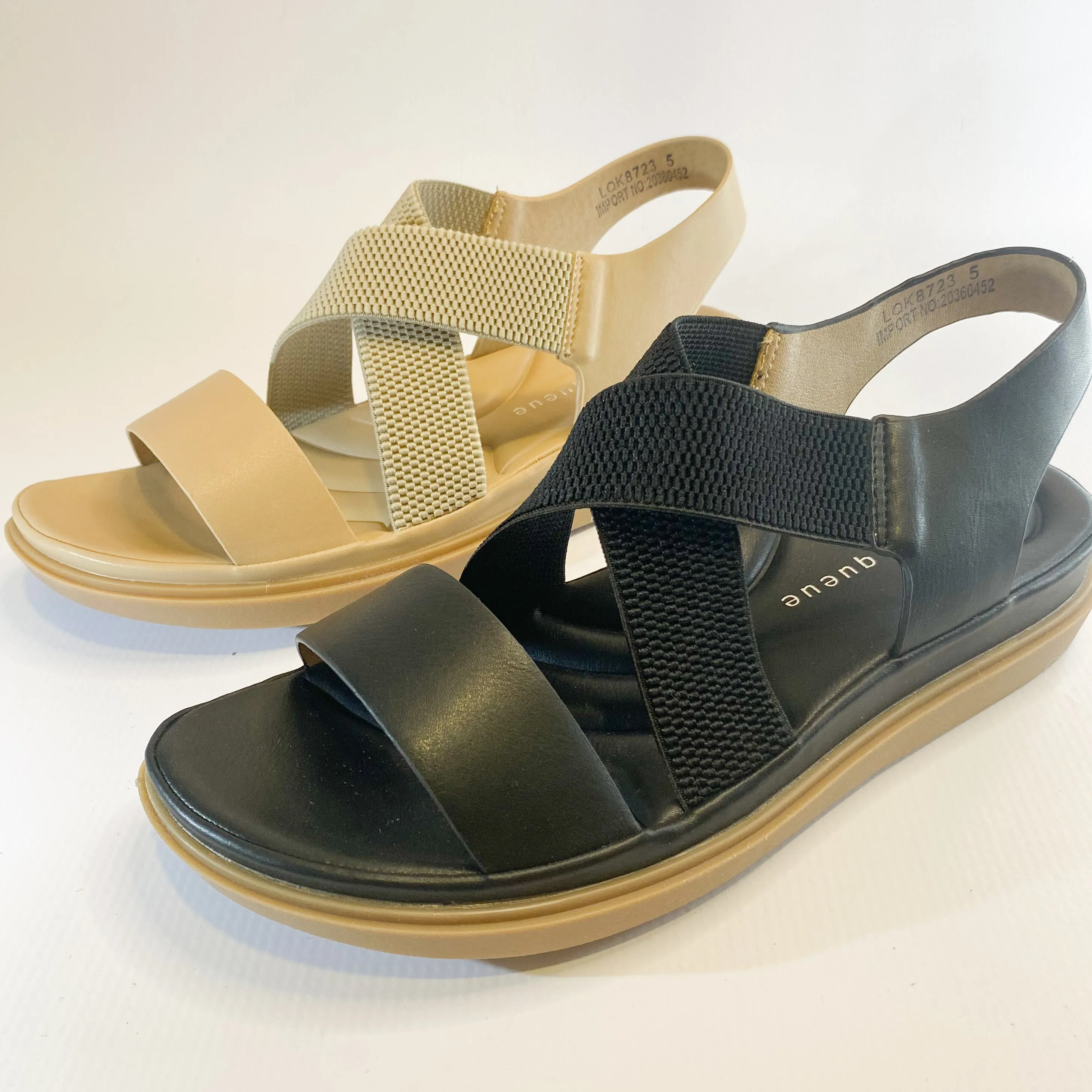 Black Platform Sandals with Elastic Straps