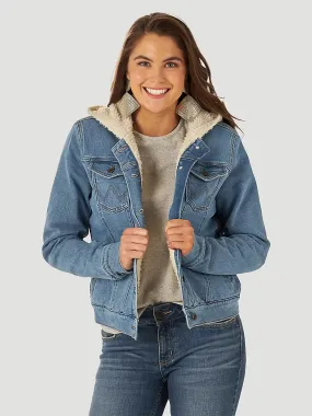 Retro Denim Sherpa Lined Hooded Wrangler Jacket - Final Sale