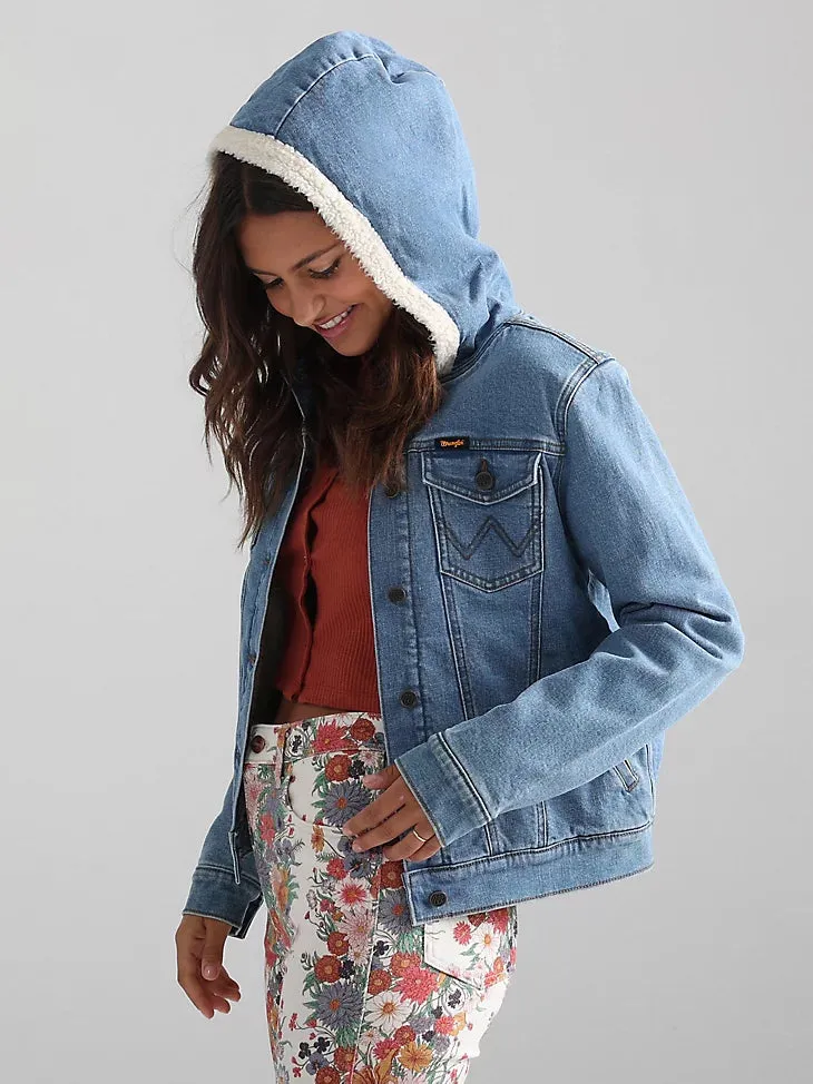 Retro Denim Sherpa Lined Hooded Wrangler Jacket - Final Sale