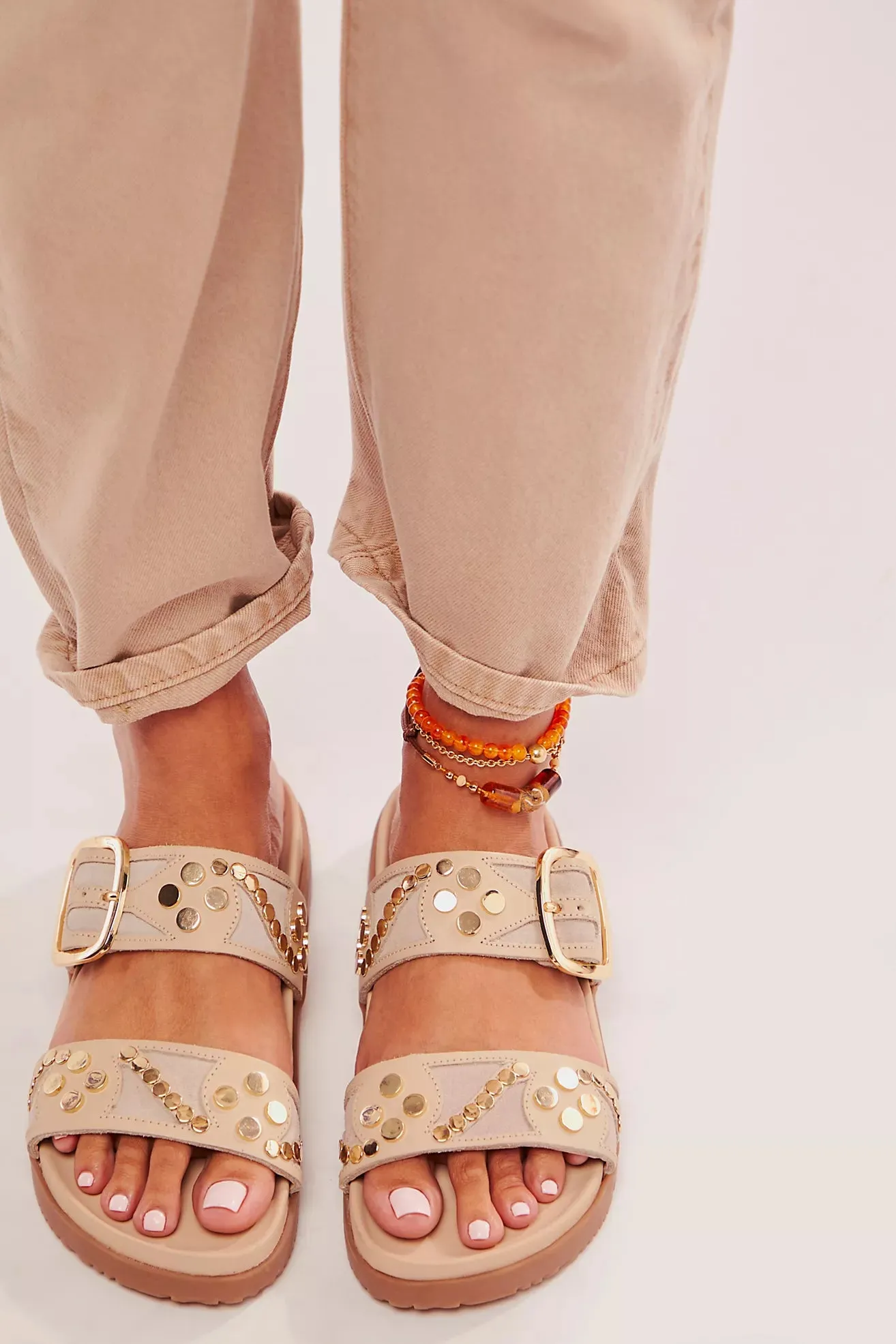 Reverly Studded Sandals - Plaster