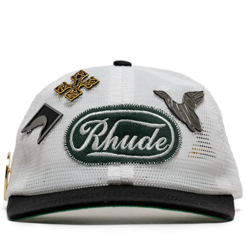 Rhude Patch Mesh Trucker Hat - White/Black