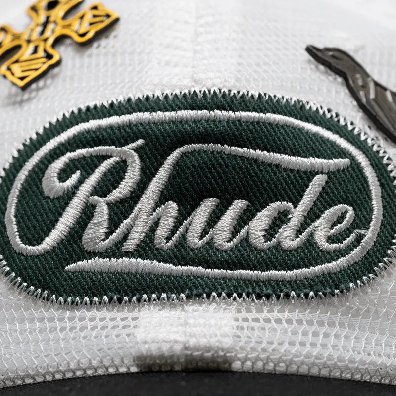 Rhude Patch Mesh Trucker Hat - White/Black