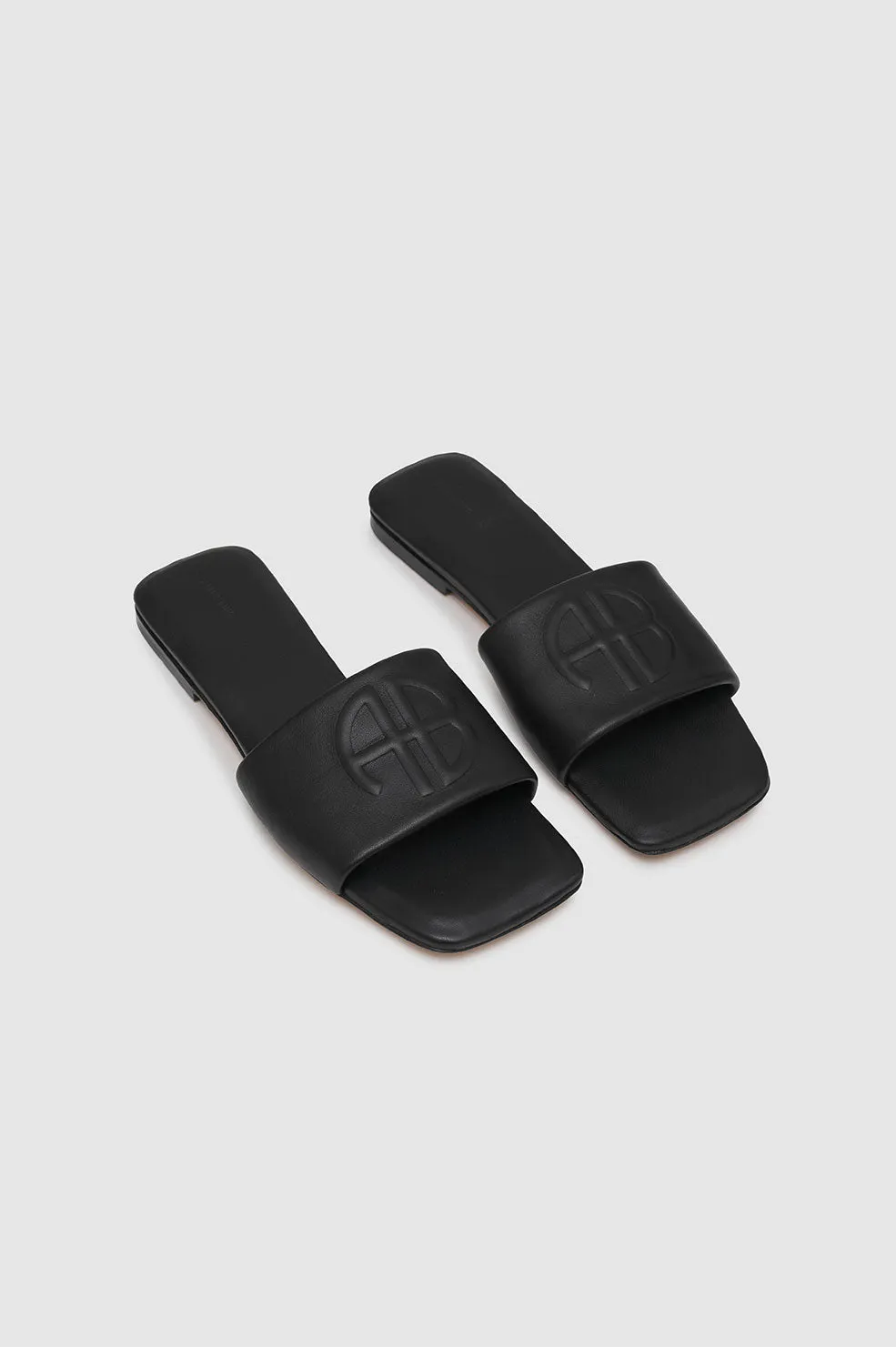 Ria Slides - Black Monogram