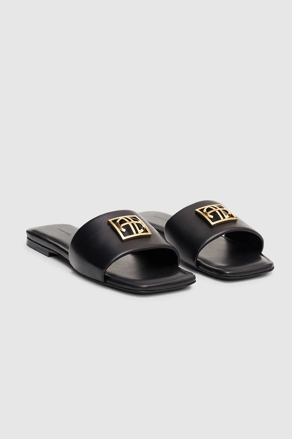 Ria Slides Monogram - Black