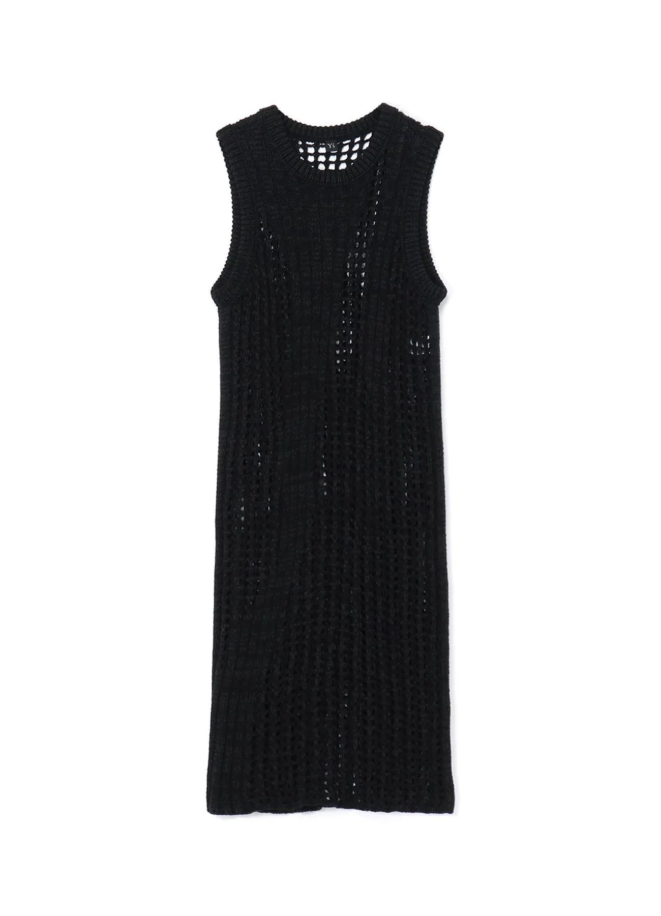 RIB STITCH/MESH SLEEVELESS DRESS