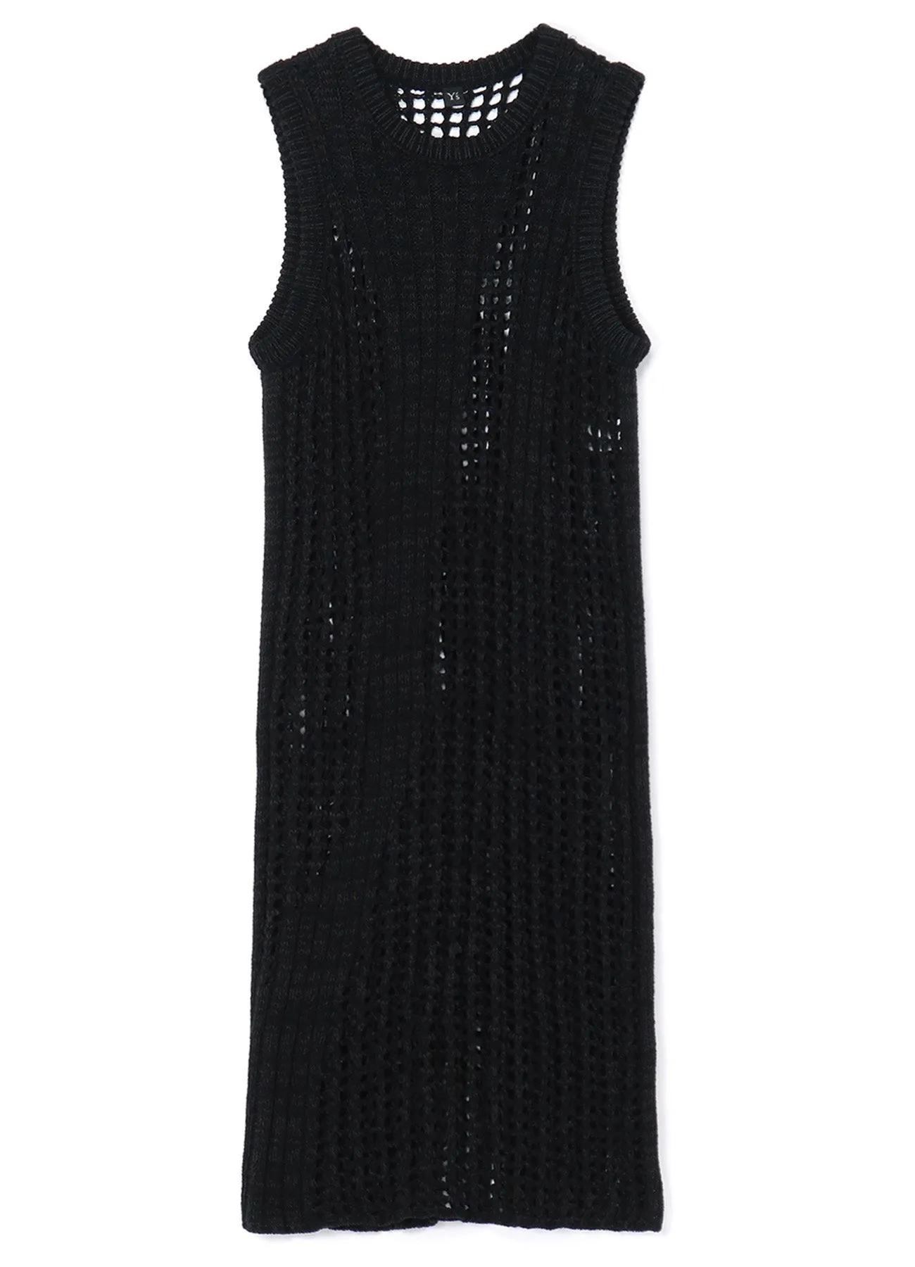 RIB STITCH/MESH SLEEVELESS DRESS