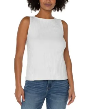 Ribbed Boat Neck Knit Tank Top.