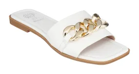 Rina White Flat Sandals