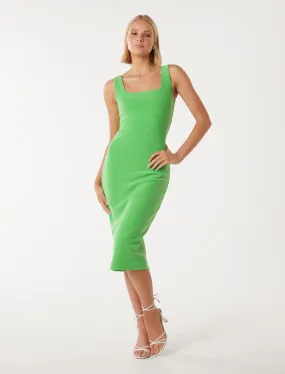 Rita Square-Neck Bodycon Midi Dress