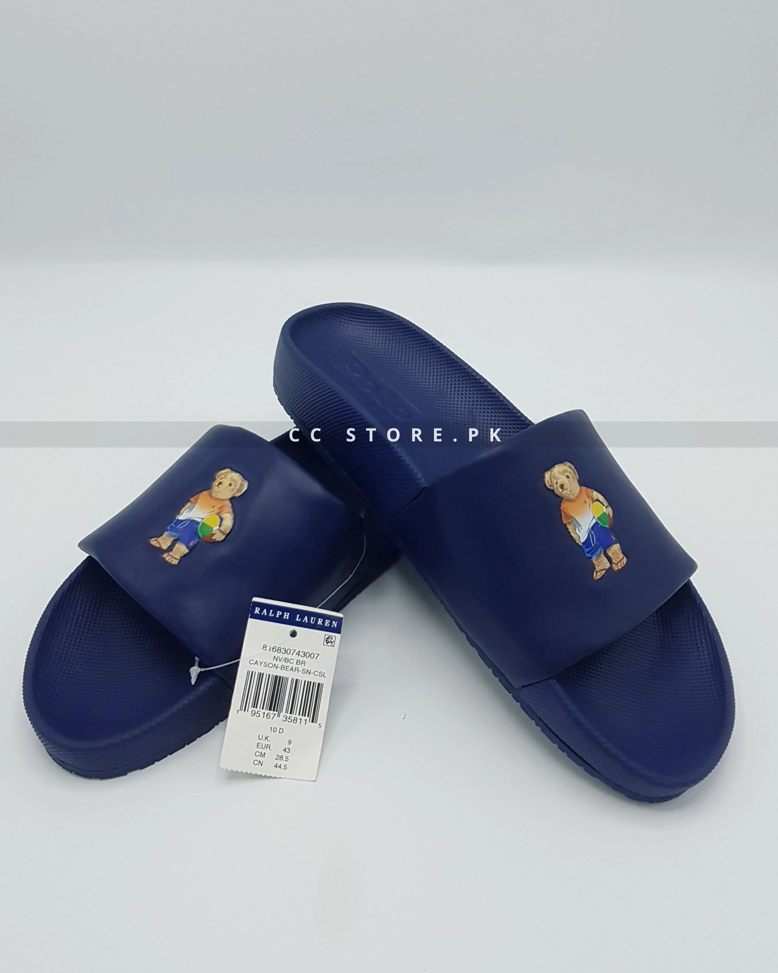 RL Cayson Bear Navy Blue Slides