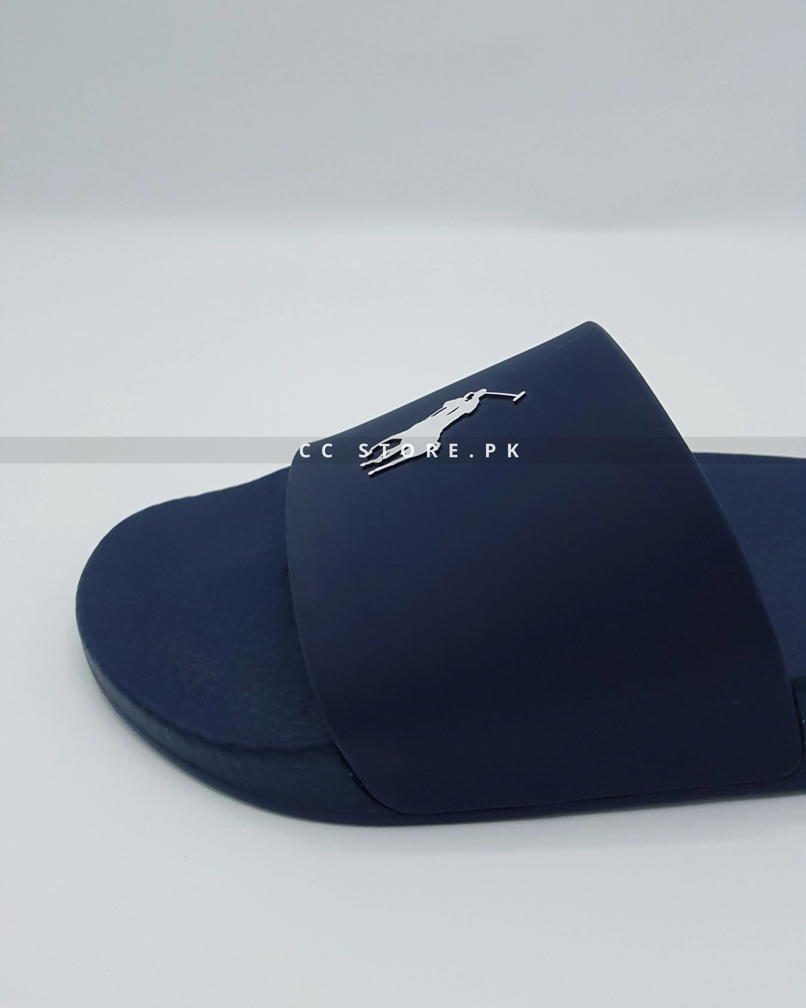 RL Signature Pony Navy Blue Slides