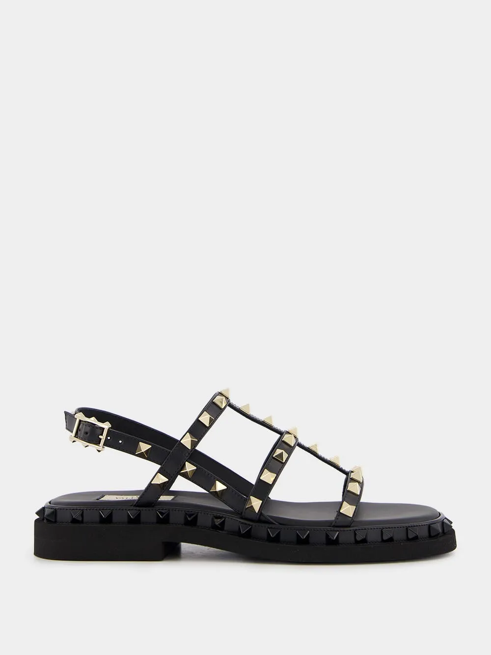 Rockstud Leather Flat Sandals