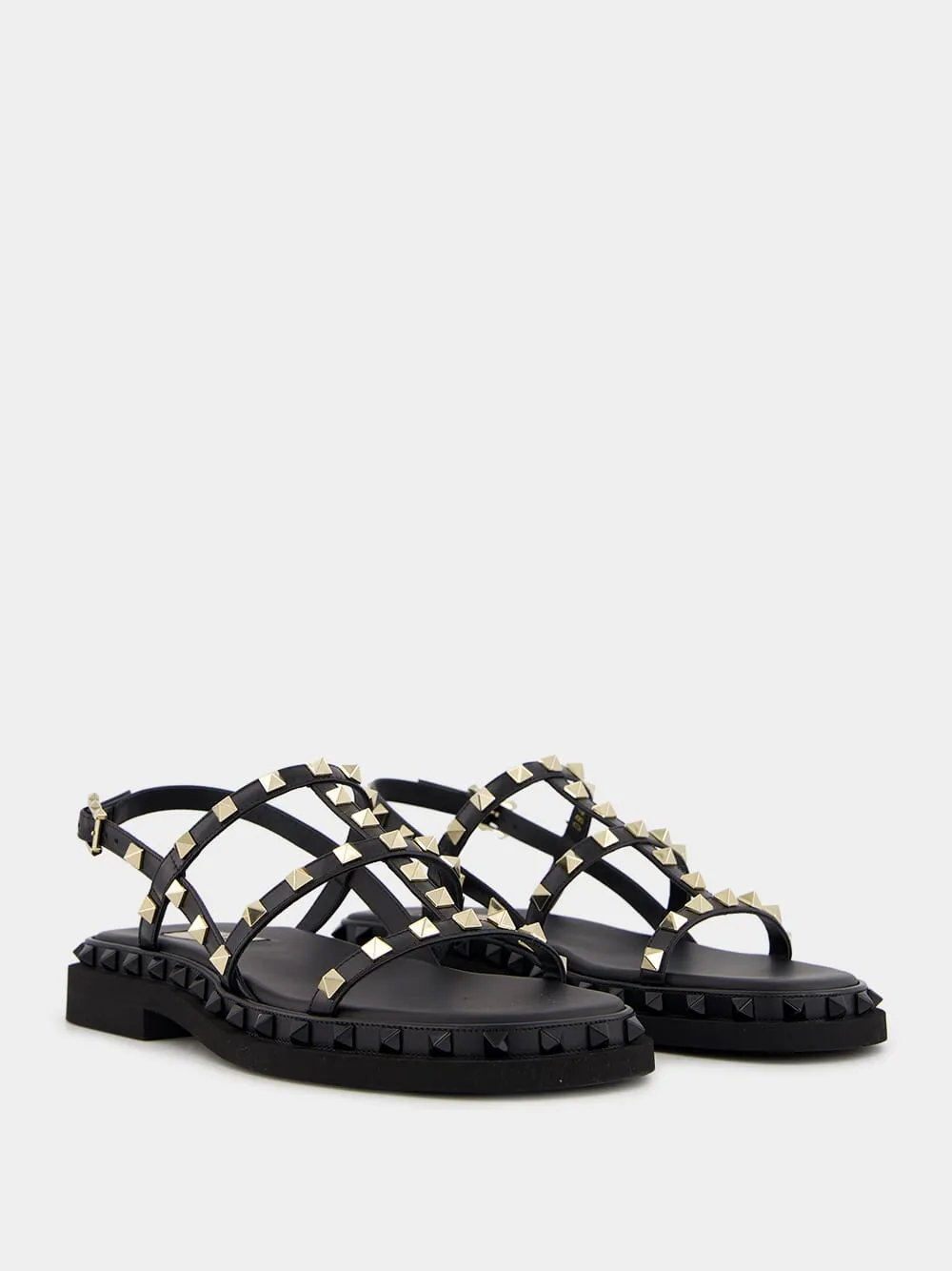 Rockstud Leather Flat Sandals