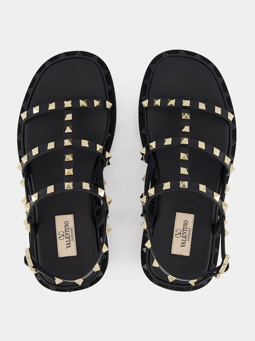 Rockstud Leather Flat Sandals