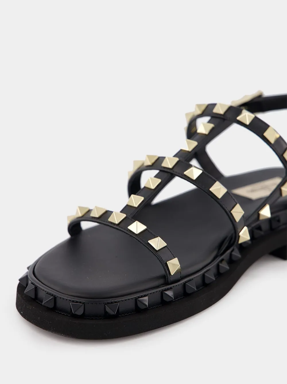 Rockstud Leather Flat Sandals