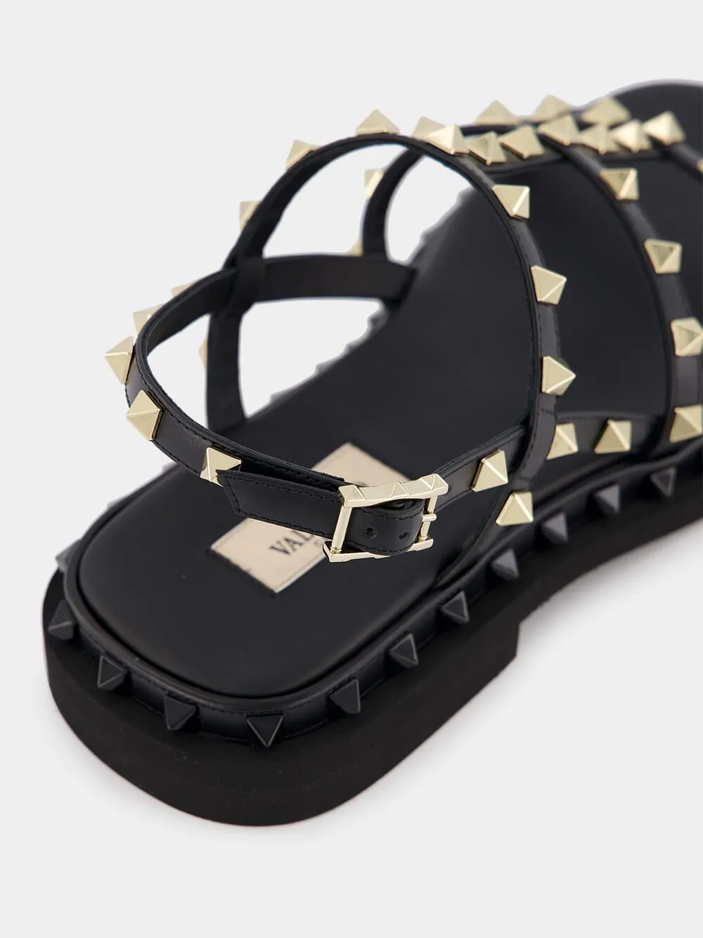 Rockstud Leather Flat Sandals