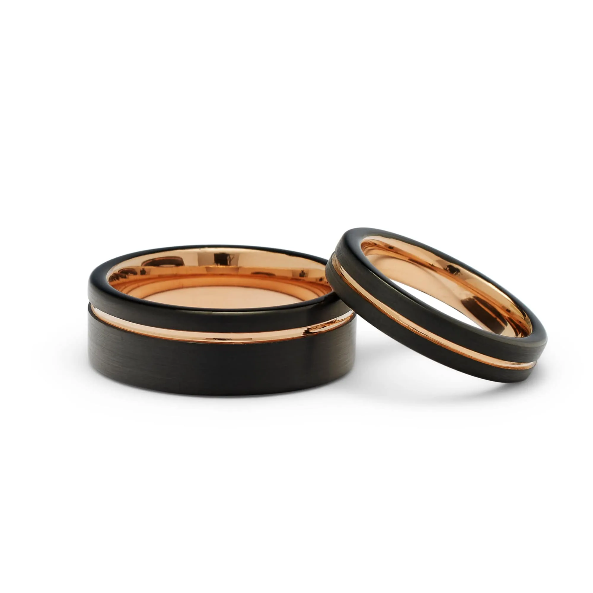 Rose Gold Tungsten Ring Set