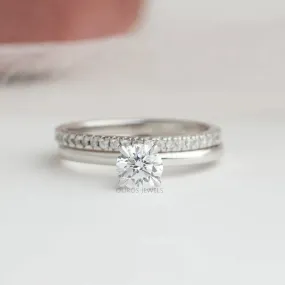 Round Cut Lab Grown Diamond  Bridal  Ring Set