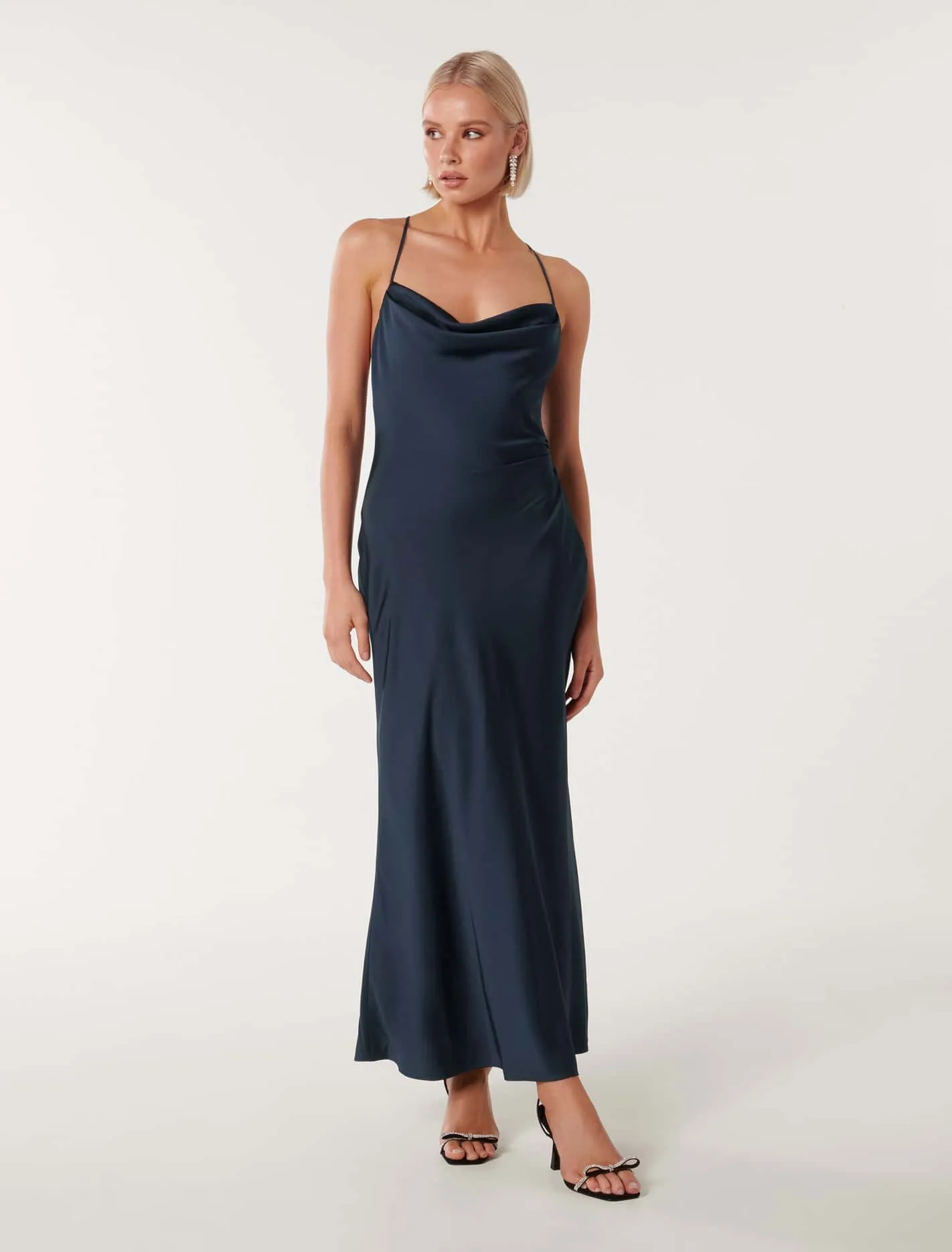 Ruby Tie-Back Satin Maxi Dress