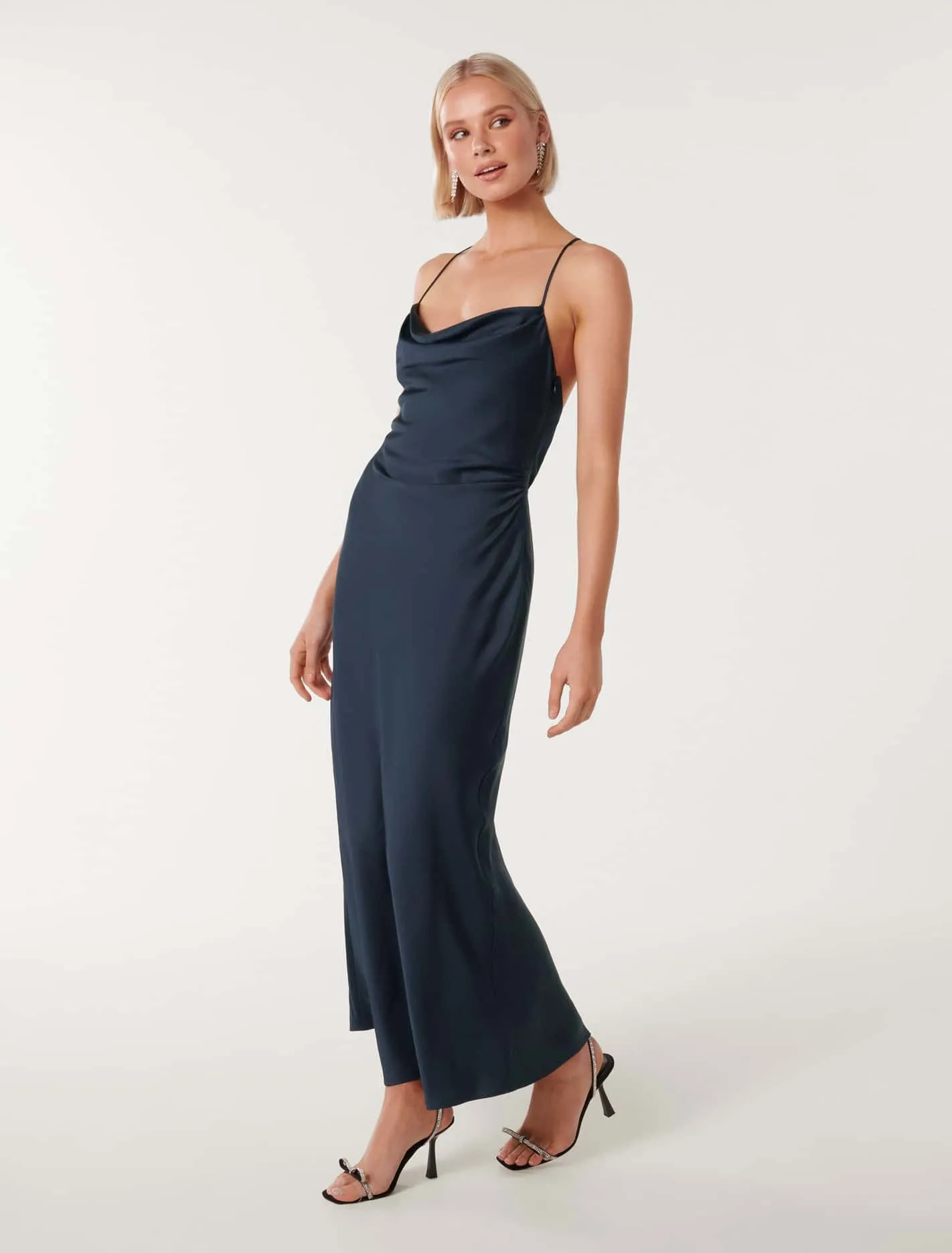 Ruby Tie-Back Satin Maxi Dress