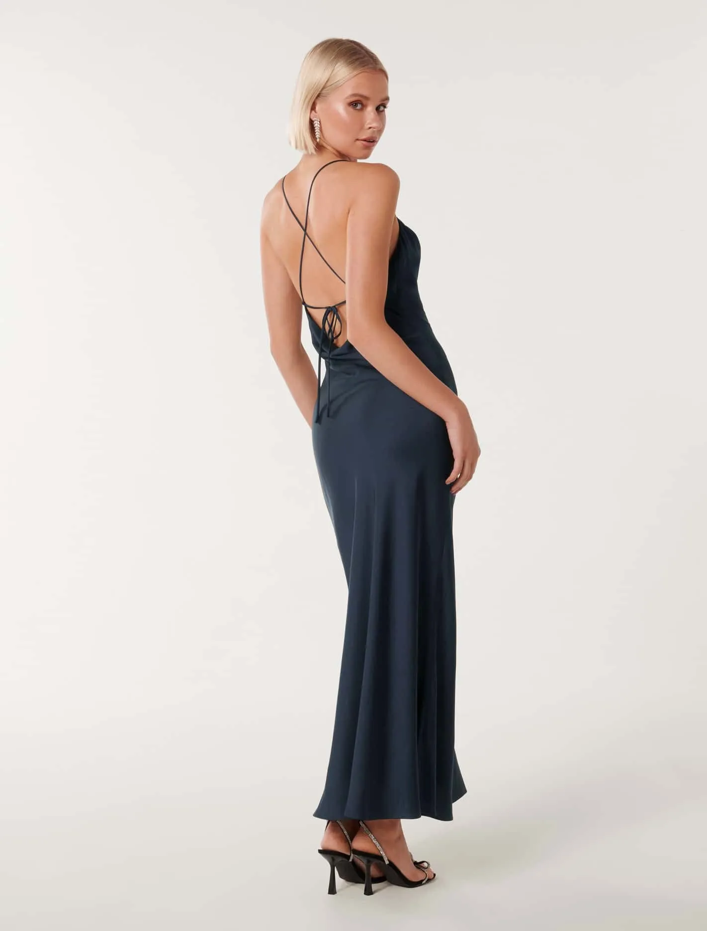 Ruby Tie-Back Satin Maxi Dress