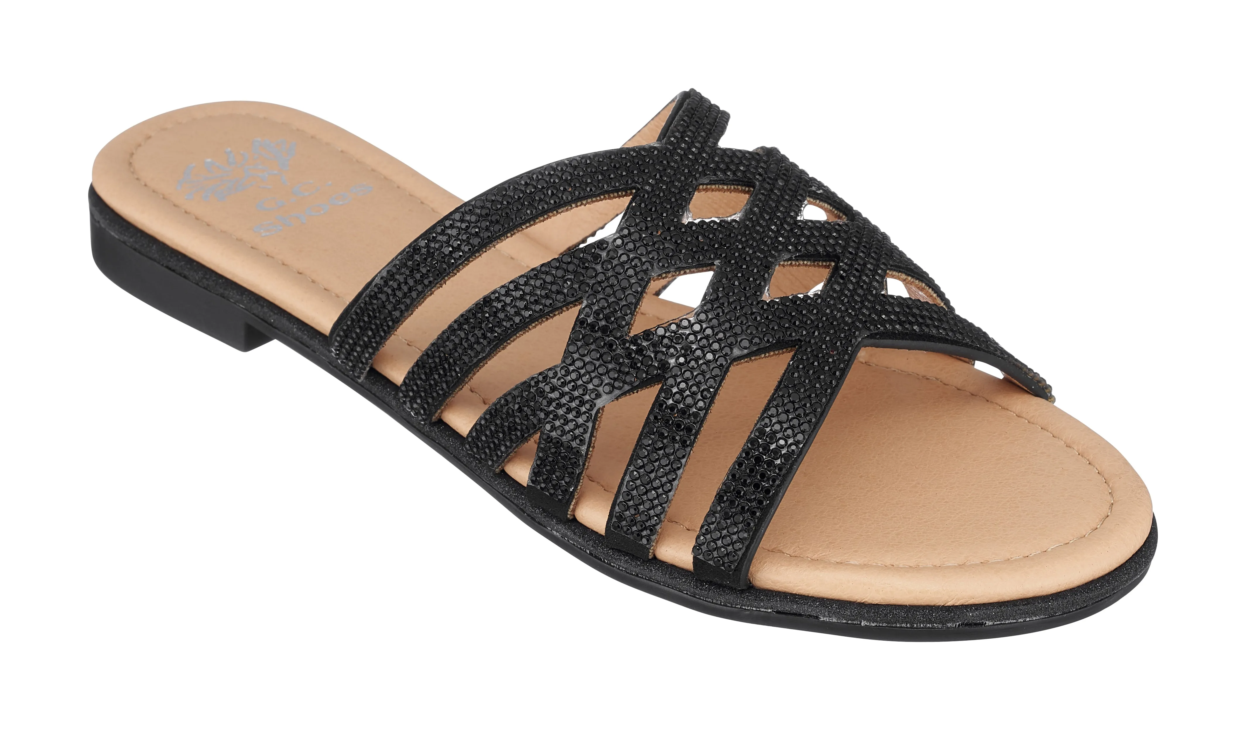 Sage Black Flat Sandals