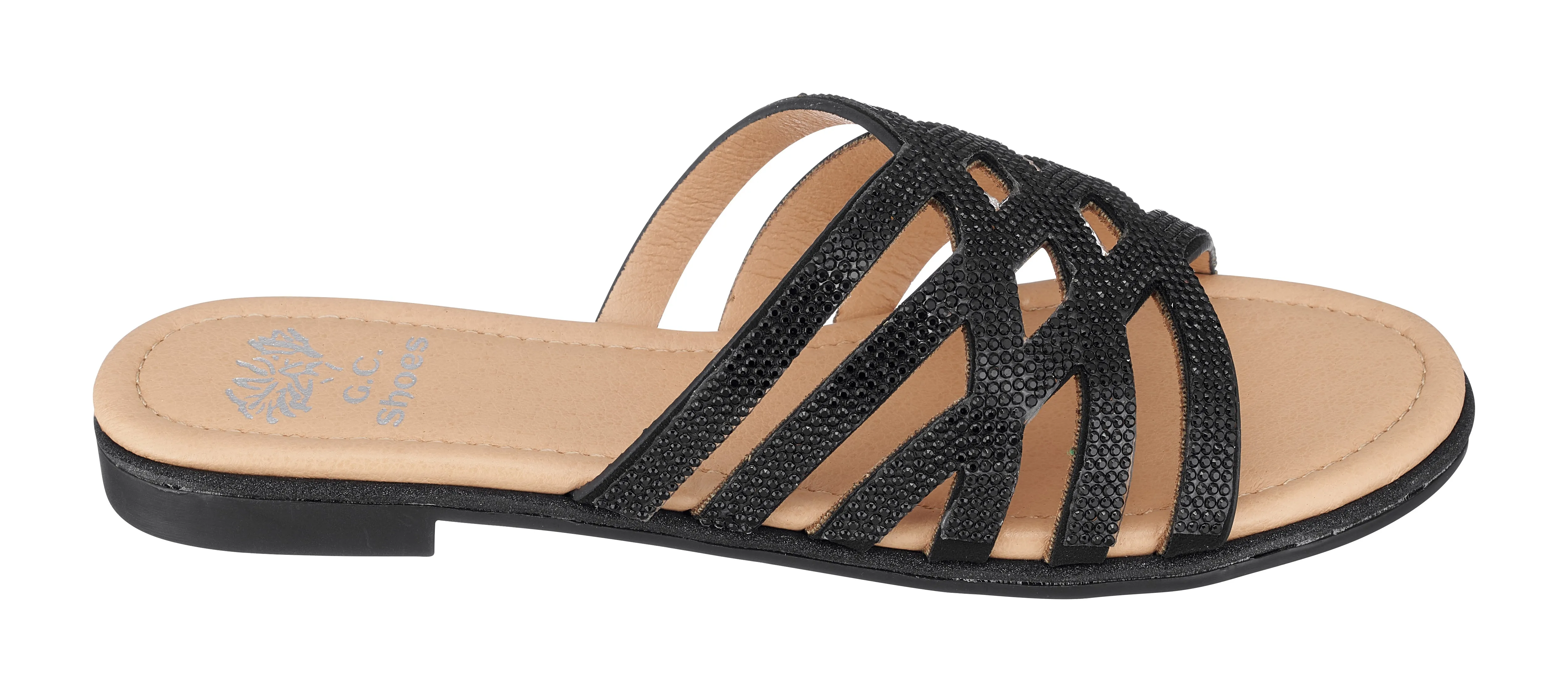 Sage Black Flat Sandals