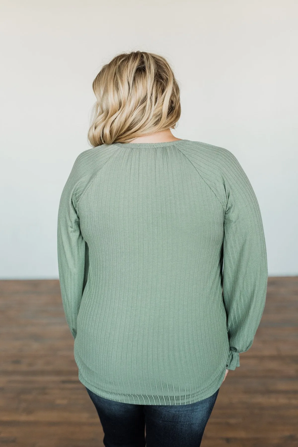 Knit Button Top in Sage