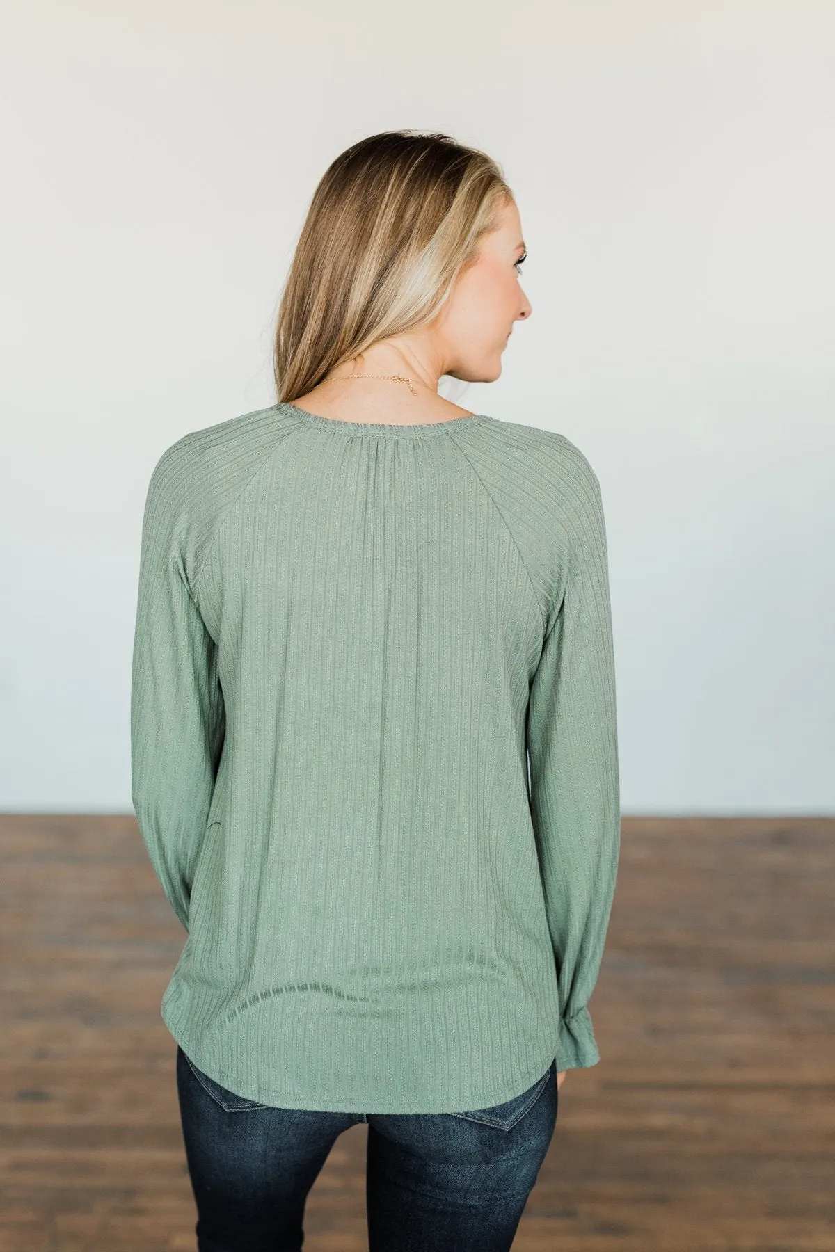 Knit Button Top in Sage