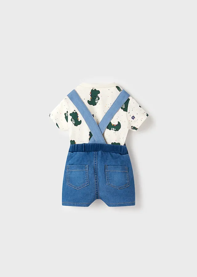 Kids' Denim Overalls with Short Sleeve T-shirt by Mayoral