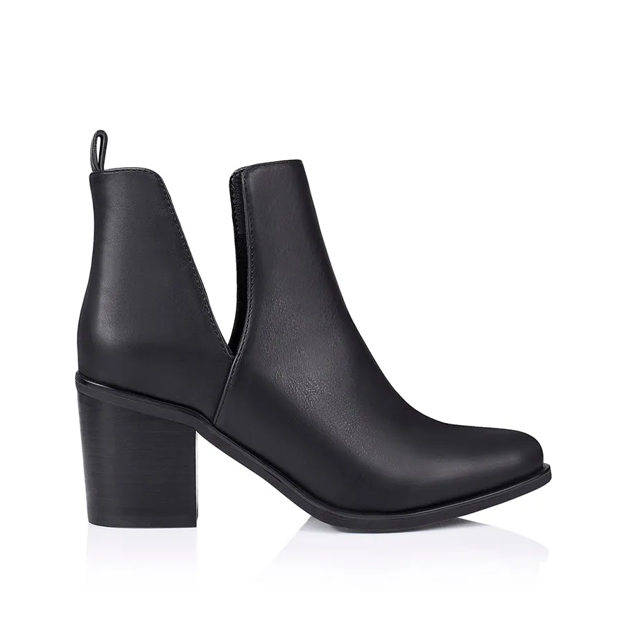 Santana Cut Out Ankle Boots - Black Softee