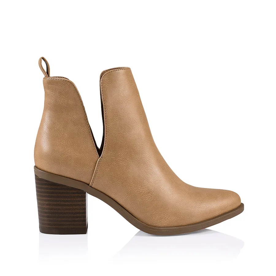 Santana Cut Out Ankle Boots - Caramel Softee