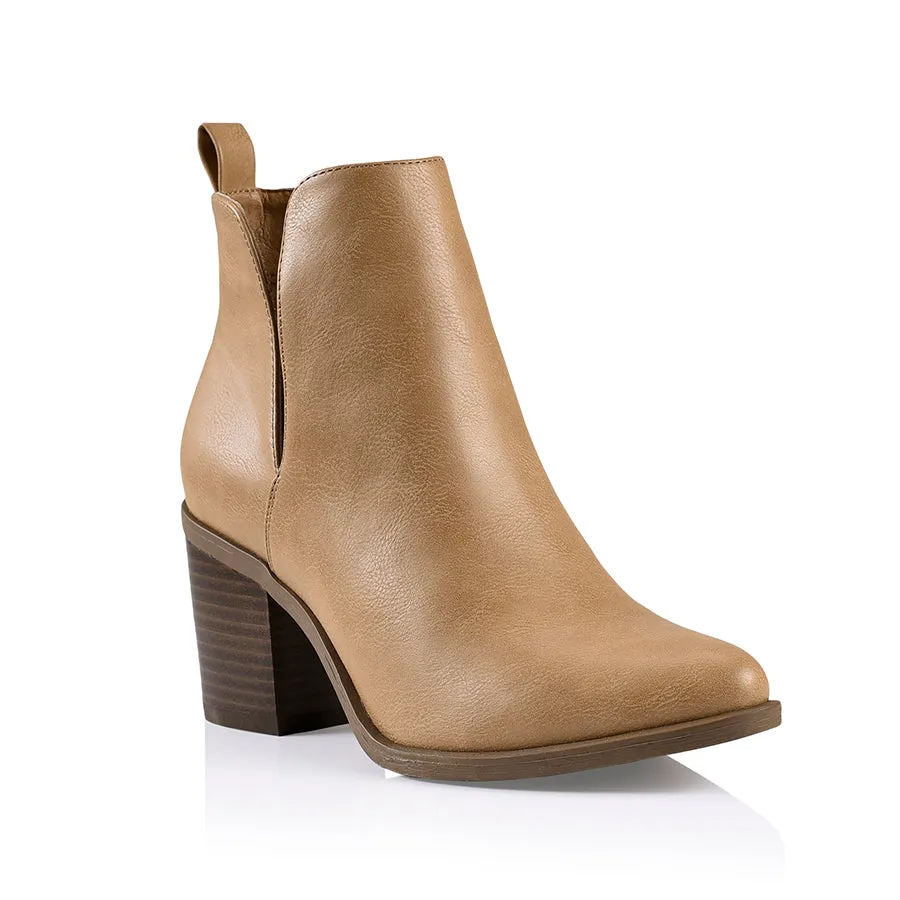 Santana Cut Out Ankle Boots - Caramel Softee