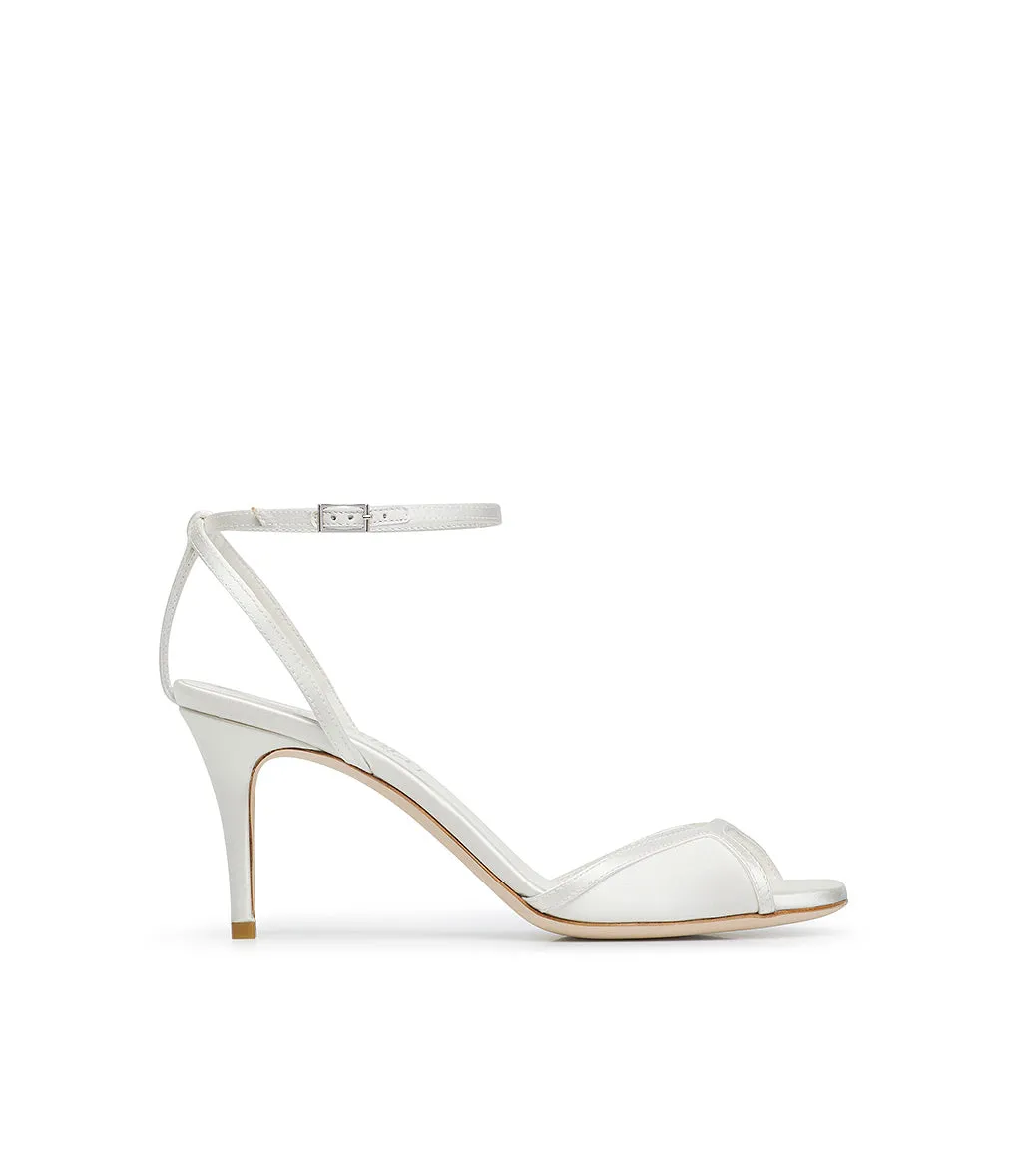 Satin ivory sandals.