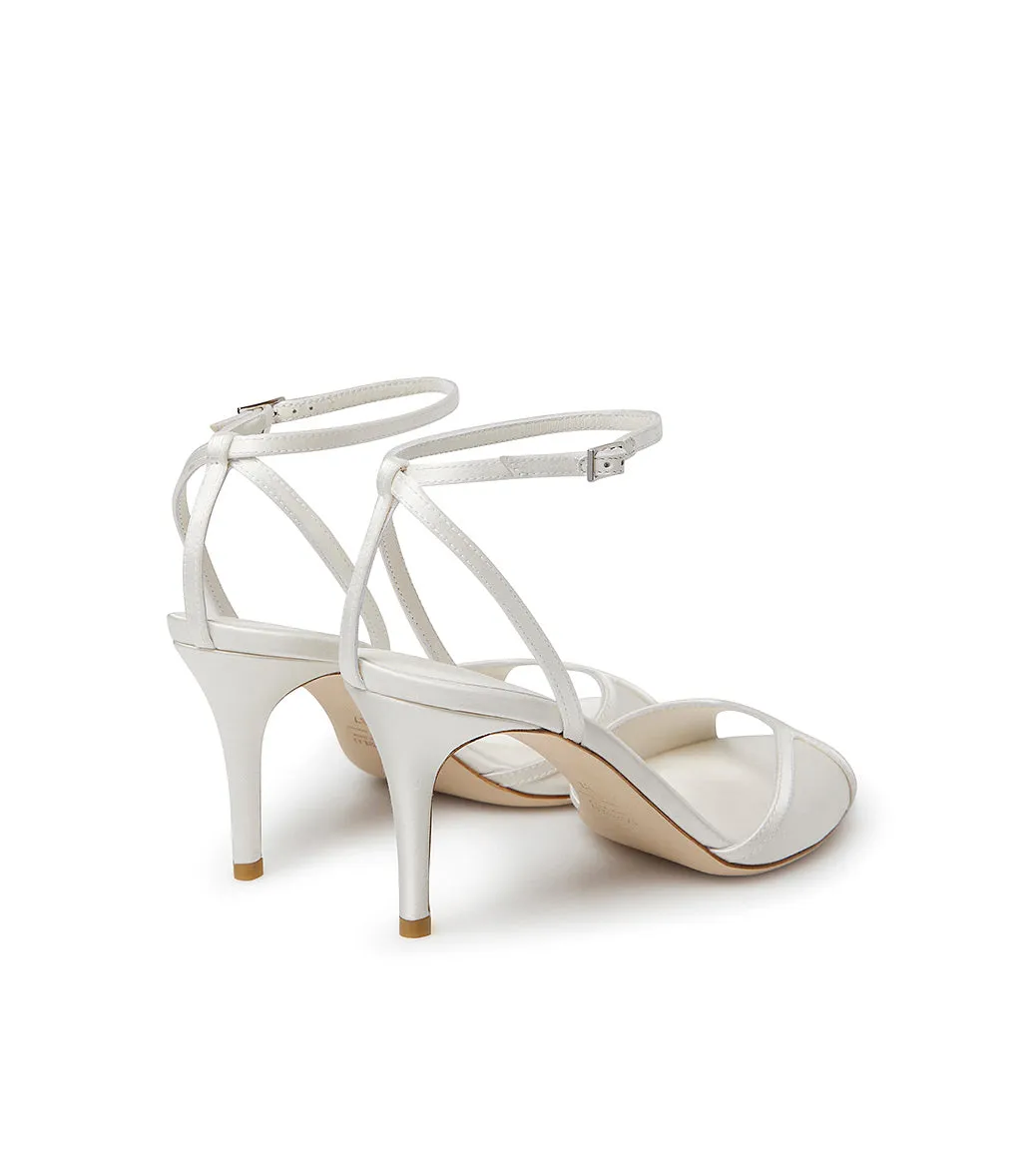 Satin ivory sandals.