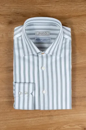 Sea Green Striped Cotton Shirt - MGC1480