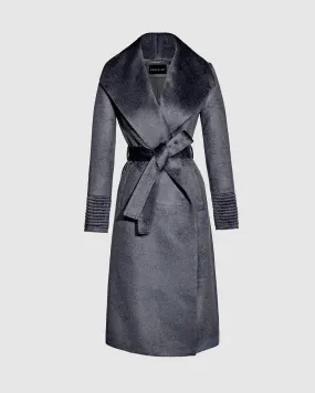 SENTALER Suri Alpaca Wrap Coat - Charcoal.