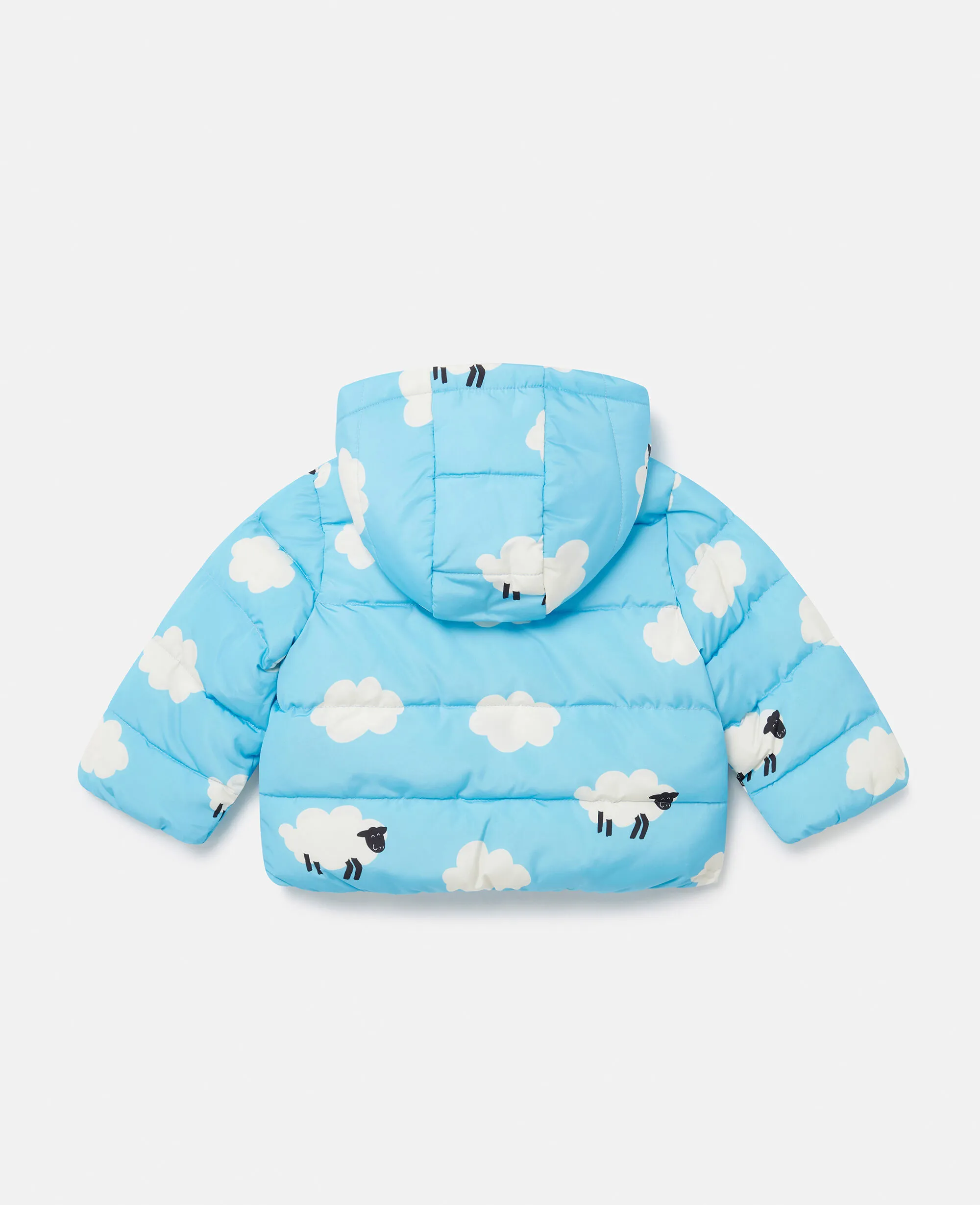 Hooded Puffer Coat with Sheep Pattern