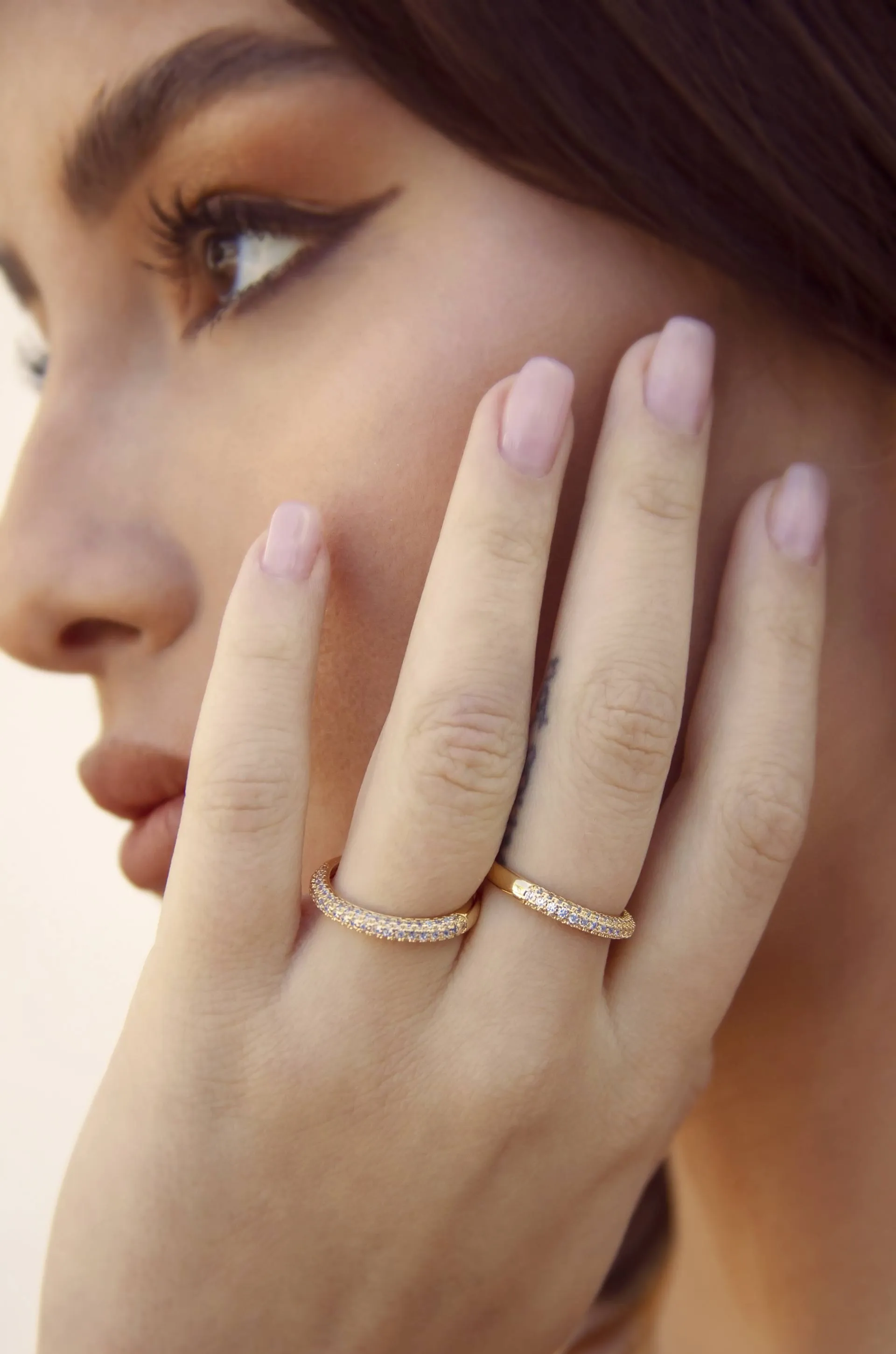 Simple Sparkle Band Ring Set