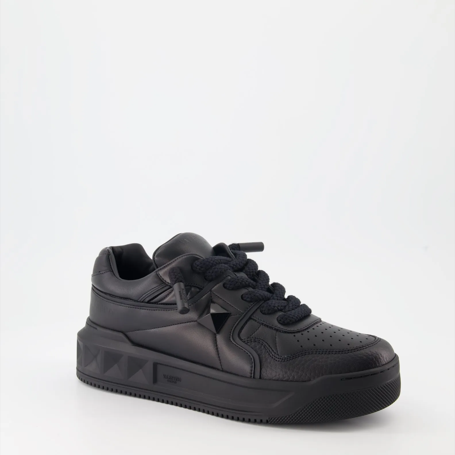 Sleek One Stud Leather Sneakers