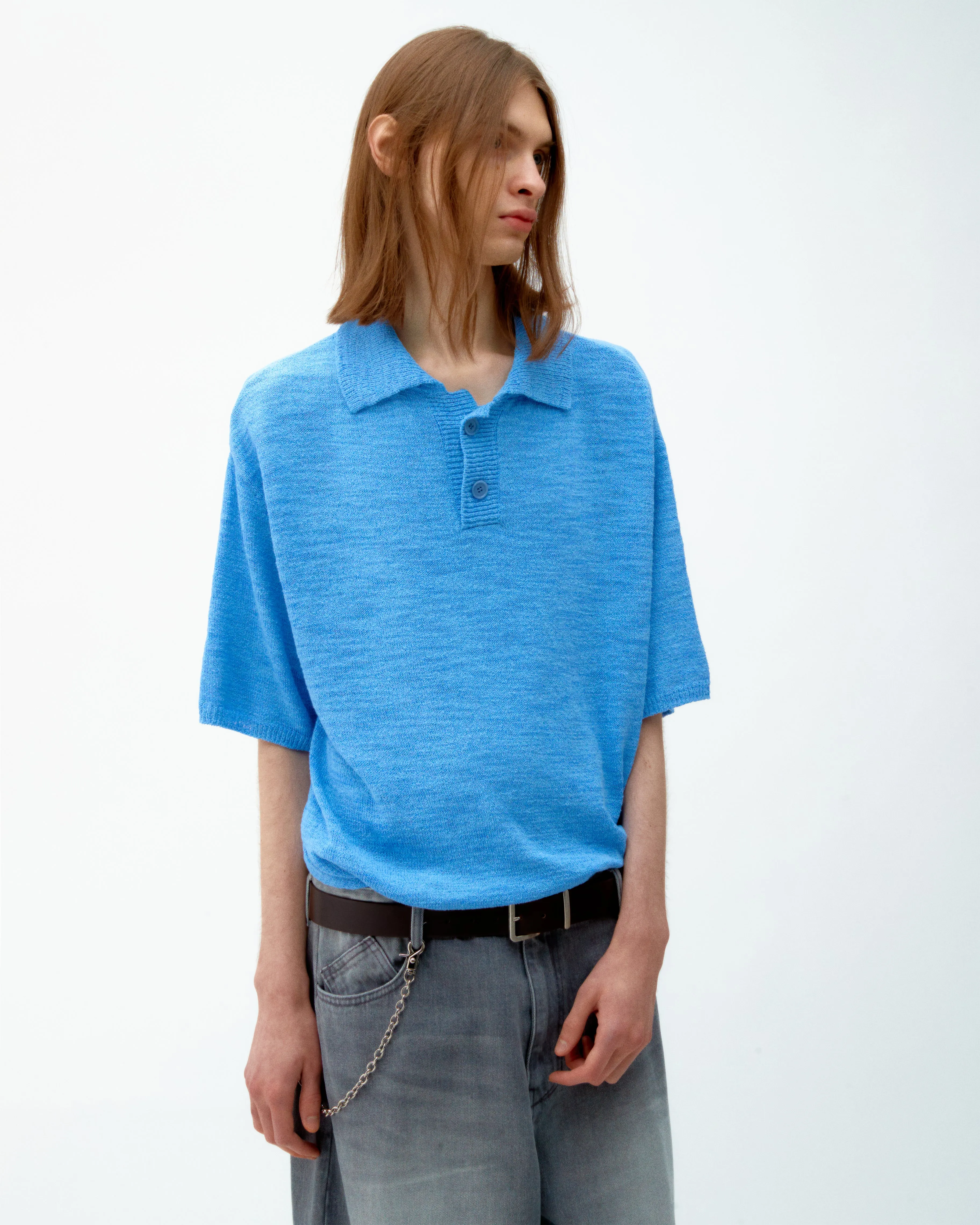 SLUB POLO KNIT - MELAGNE BLUE