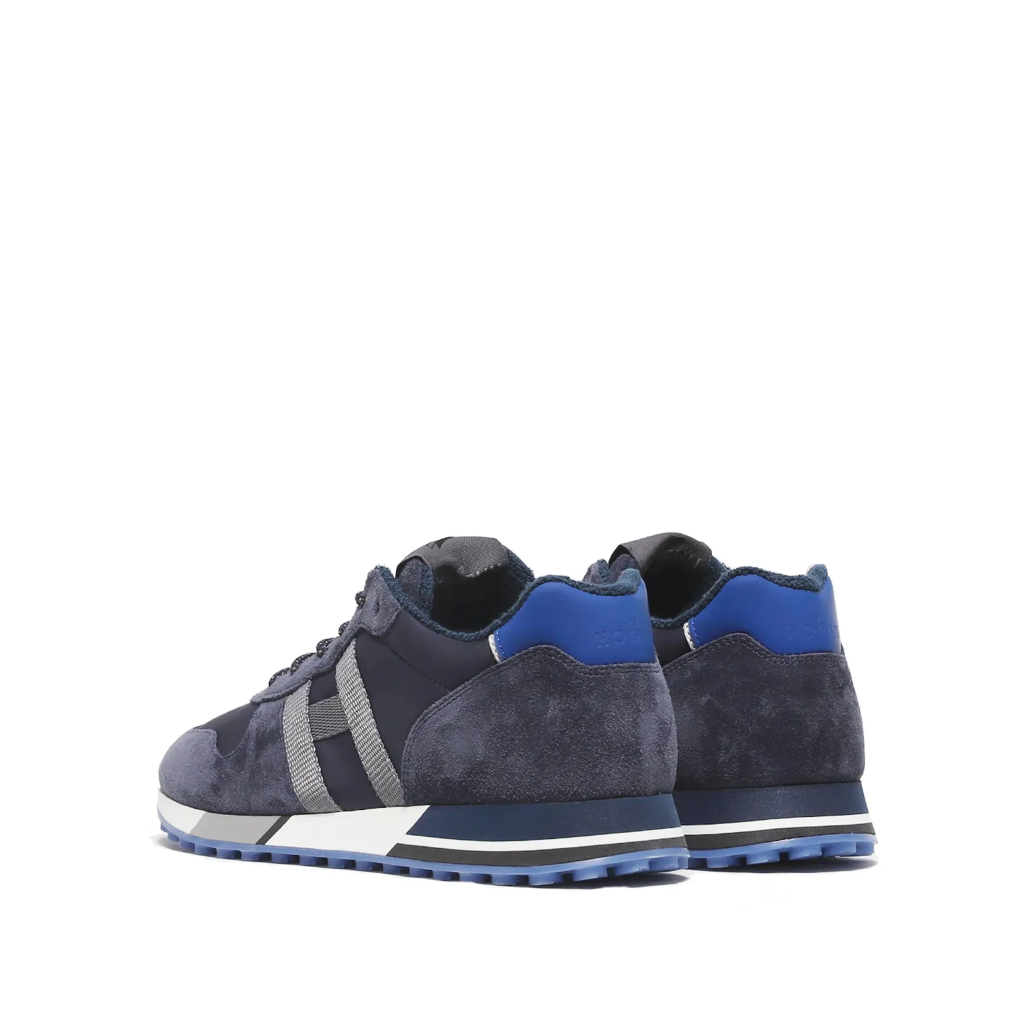 H383 Blue Suede and Fabric Running Sneakers