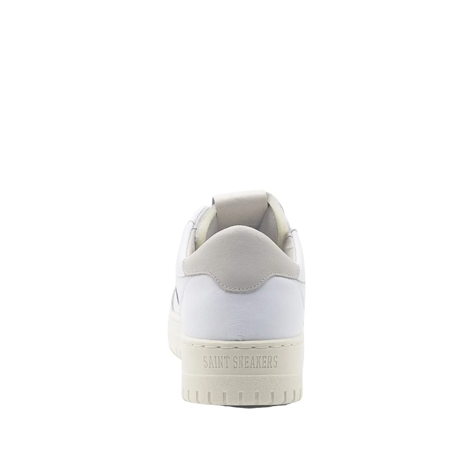 White Leather Sneakers with Side Green Band