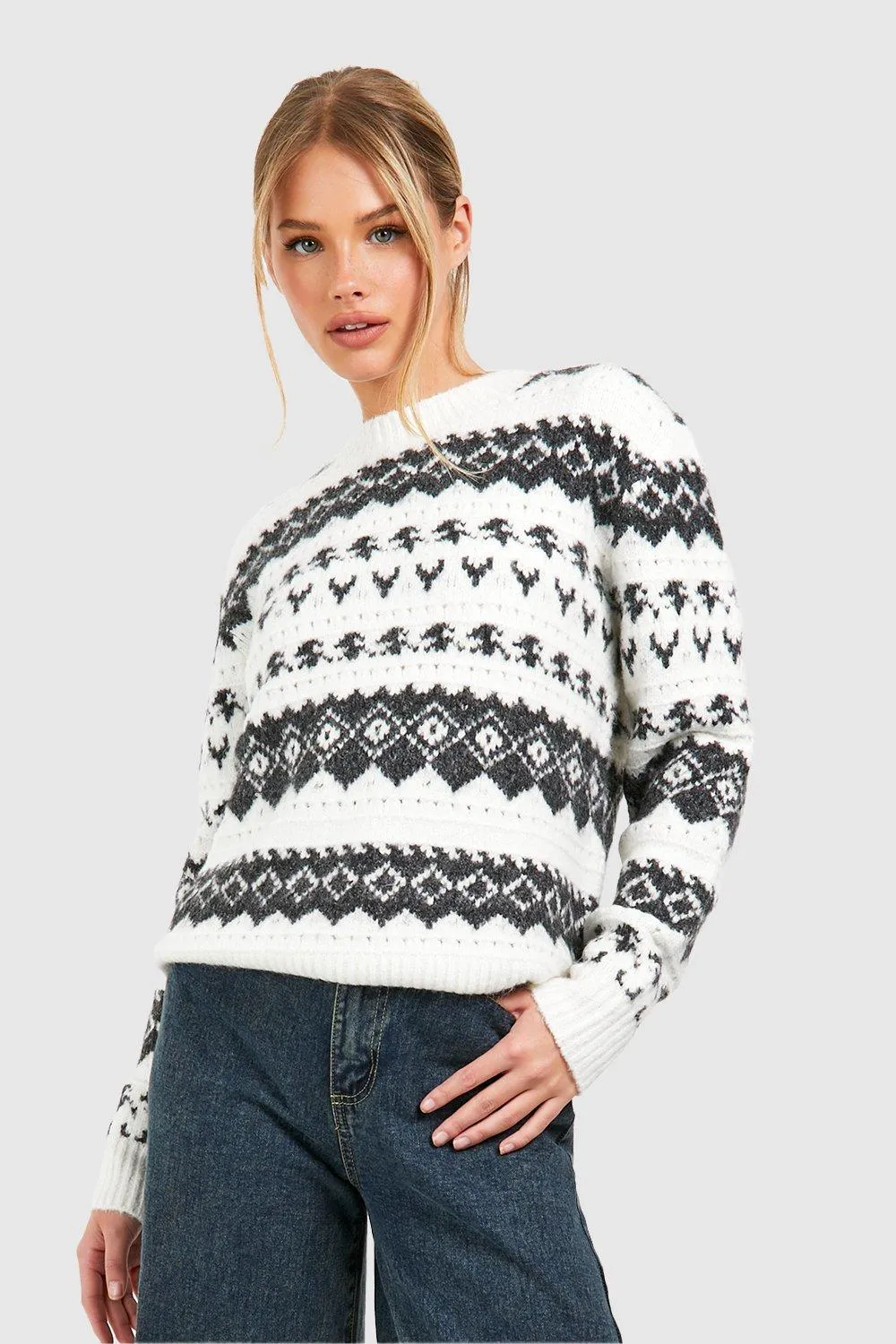 Soft Knit Fair Isle Jumper - Shop Jumpers & Cardigans at boohoo